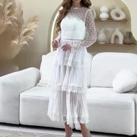 Women's Regular Dress Elegant Round Neck Long Sleeve Solid Color Maxi Long Dress Daily Date main image 3