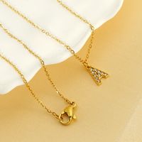 Titanium Steel Simple Style Classic Style Inlay Letter Zircon Pendant Necklace main image 4