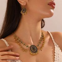 Vintage Style Color Block Alloy Plating Inlay Rhinestones Bronze Antique Silver Women's Jewelry Set main image 4