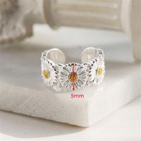 Copper Silver Plated Basic Simple Style Commute Plating Daisy Open Rings main image 2