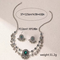 Vintage Style Color Block Alloy Plating Inlay Rhinestones Bronze Antique Silver Women's Jewelry Set main image 2