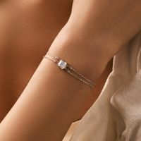 Sterling Silver Silver Plated Elegant Classic Style Plating Inlay Solid Color Zircon Bracelets main image 3