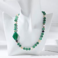 Casual Sweet Simple Style Color Block Alloy Glass Beaded Women's Necklace main image 3