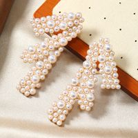 1 Pair Simple Style Classic Style Color Block Plating Inlay Alloy Rhinestones Pearl Gold Plated Ear Studs main image 5