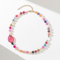 Casual Sweet Simple Style Color Block Alloy Glass Beaded Women's Necklace sku image 1