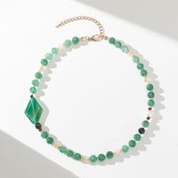 Casual Sweet Simple Style Color Block Alloy Glass Beaded Women's Necklace sku image 4