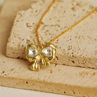 Wholesale Jewelry Y2K Bow Knot Star Heart Shape Alloy Copper 18K Gold Plated Chain Pendant Necklace main image 3