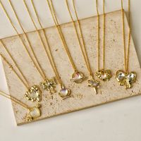 Wholesale Jewelry Y2K Bow Knot Star Heart Shape Alloy Copper 18K Gold Plated Chain Pendant Necklace main image 7