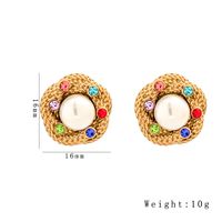 1 Pair Vintage Style Modern Style Round Inlay 304 Stainless Steel Zircon 18K Gold Plated Ear Studs main image 2