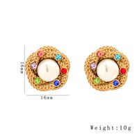 1 Paire Style Vintage Style Moderne Rond Incruster Acier Inoxydable 304 Zircon Plaqué Or 18K Boucles D'Oreilles main image 2