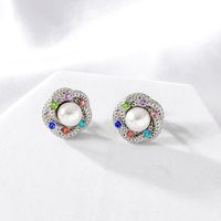 1 Pair Vintage Style Modern Style Round Inlay 304 Stainless Steel Zircon 18K Gold Plated Ear Studs main image 5