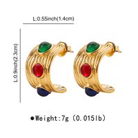 1 Pair Elegant Retro Geometric Plating Inlay 304 Stainless Steel Turquoise Pearl Ear Studs main image 2