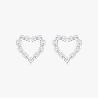 1 Pair Casual Simple Style Heart Shape Plating Sterling Silver Silver Plated Ear Studs main image 6