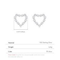 1 Pair Casual Simple Style Heart Shape Plating Sterling Silver Silver Plated Ear Studs main image 2