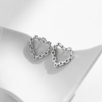 1 Pair Casual Simple Style Heart Shape Plating Sterling Silver Silver Plated Ear Studs main image 3