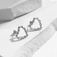 1 Pair Casual Simple Style Heart Shape Plating Sterling Silver Silver Plated Ear Studs main image 4