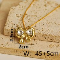 Wholesale Jewelry Y2K Bow Knot Star Heart Shape Alloy Copper 18K Gold Plated Chain Pendant Necklace sku image 1
