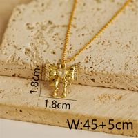 Wholesale Jewelry Y2K Bow Knot Star Heart Shape Alloy Copper 18K Gold Plated Chain Pendant Necklace sku image 3