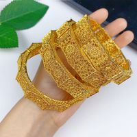 IG Style Simple Style Solid Color 24K Gold Plated Alloy Wholesale Bangle main image 4