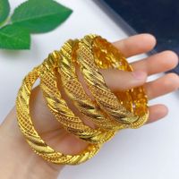 IG Style Simple Style Solid Color 24K Gold Plated Alloy Wholesale Bangle main image 5