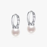 1 Pair Elegant Classic Style Round Plating Inlay Sterling Silver Artificial Pearls Silver Plated Drop Earrings main image 2