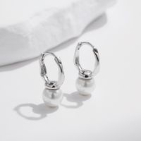 1 Pair Elegant Classic Style Round Plating Inlay Sterling Silver Artificial Pearls Silver Plated Drop Earrings main image 1