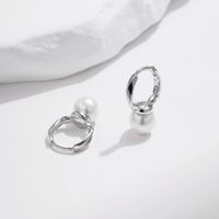 1 Pair Elegant Classic Style Round Plating Inlay Sterling Silver Artificial Pearls Silver Plated Drop Earrings main image 3