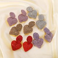 1 Pair Sweet Heart Shape Inlay Alloy Rhinestones Drop Earrings main image 4