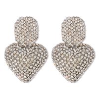 1 Pair Sweet Heart Shape Inlay Alloy Rhinestones Drop Earrings main image 5