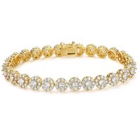 Brass 18K Gold Plated Casual Classic Style Plating Inlay Round Zircon Tennis Bracelet sku image 1