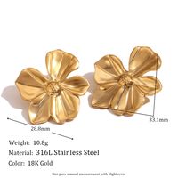 1 Pair Classic Style Flower 304 Stainless Steel 18K Gold Plated Ear Studs main image 2