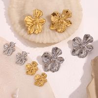1 Pair Classic Style Flower 304 Stainless Steel 18K Gold Plated Ear Studs main image 4