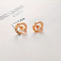 1 Pair IG Style Elegant Simple Style Round Roman Numeral Inlay 304 Stainless Steel Rhinestones Gold Plated Ear Studs main image 2