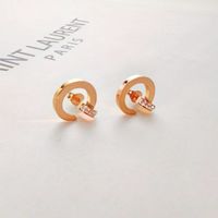 1 Pair IG Style Elegant Simple Style Round Roman Numeral Inlay 304 Stainless Steel Rhinestones Gold Plated Ear Studs sku image 1