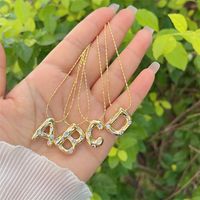 Artificial Gemstones Copper 18K Gold Plated Simple Style Inlay Letter Zircon Pendant Necklace main image 6