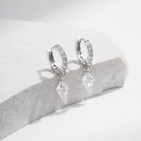1 Pair Casual Commute Solid Color Plating Inlay Sterling Silver Zircon Silver Plated Drop Earrings main image 3