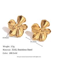1 Pair Classic Style Flower 304 Stainless Steel 18K Gold Plated Ear Studs sku image 3