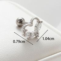 1 Piece Casual Simple Style Heart Shape Flower Inlay Copper Zircon Earrings main image 4