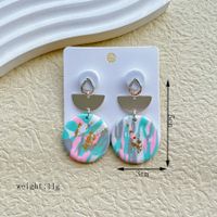 1 Pair Simple Style Irregular Camouflage Arylic Soft Clay 14K Gold Plated Dangling Earrings sku image 3