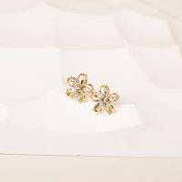1 Pair Fashion Heart Shape Flower Bow Knot Copper Inlay Artificial Pearls Zircon Earrings sku image 1