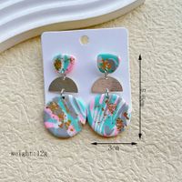 1 Pair Simple Style Irregular Camouflage Arylic Soft Clay 14K Gold Plated Dangling Earrings sku image 6