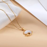 201 Stainless Steel 18K Gold Plated Simple Style Classic Style Plating Color Block Pendant Necklace main image 1