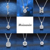 Sterling Silver 18K Gold Plated Elegant MAMA Simple Style Plating Inlay Geometric Moissanite Pendant Necklace main image 1