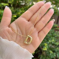 Artificial Gemstones Copper 18K Gold Plated Simple Style Inlay Letter Zircon Pendant Necklace sku image 4
