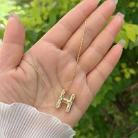 Artificial Gemstones Copper 18K Gold Plated Simple Style Inlay Letter Zircon Pendant Necklace sku image 8