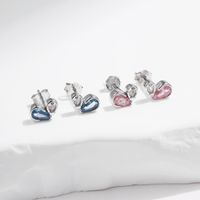 1 Pair Sweet Simple Style Heart Shape Plating Inlay Sterling Silver Zircon Silver Plated Ear Studs main image 3