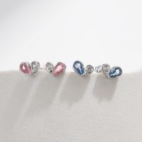 1 Pair Sweet Simple Style Heart Shape Plating Inlay Sterling Silver Zircon Silver Plated Ear Studs main image 1