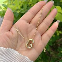 Artificial Gemstones Copper 18K Gold Plated Simple Style Inlay Letter Zircon Pendant Necklace sku image 7