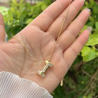 Artificial Gemstones Copper 18K Gold Plated Simple Style Inlay Letter Zircon Pendant Necklace sku image 9