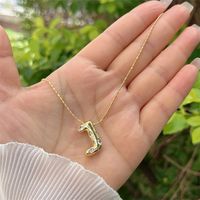 Artificial Gemstones Copper 18K Gold Plated Simple Style Inlay Letter Zircon Pendant Necklace sku image 10